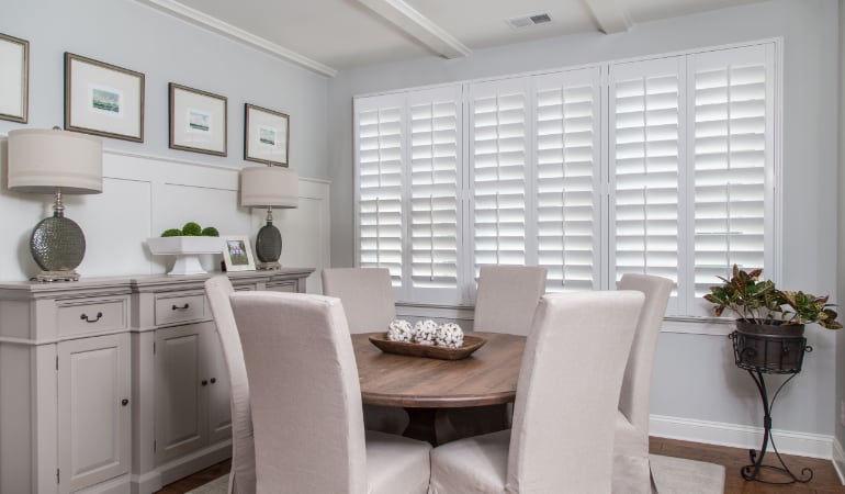  Plantation shutters in a Indianapolis dining room.